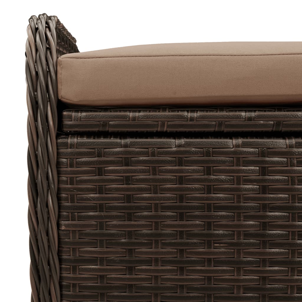 vidaXL Storage Bench with Cushion Brown 80x51x52 cm Poly Rattan