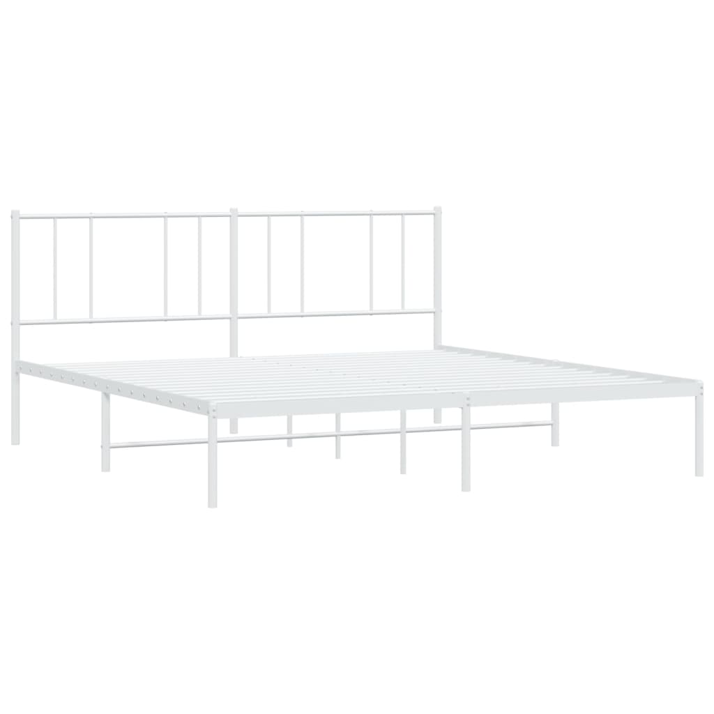 vidaXL Metal Bed Frame without Mattress with Headboard White 183x213 cm