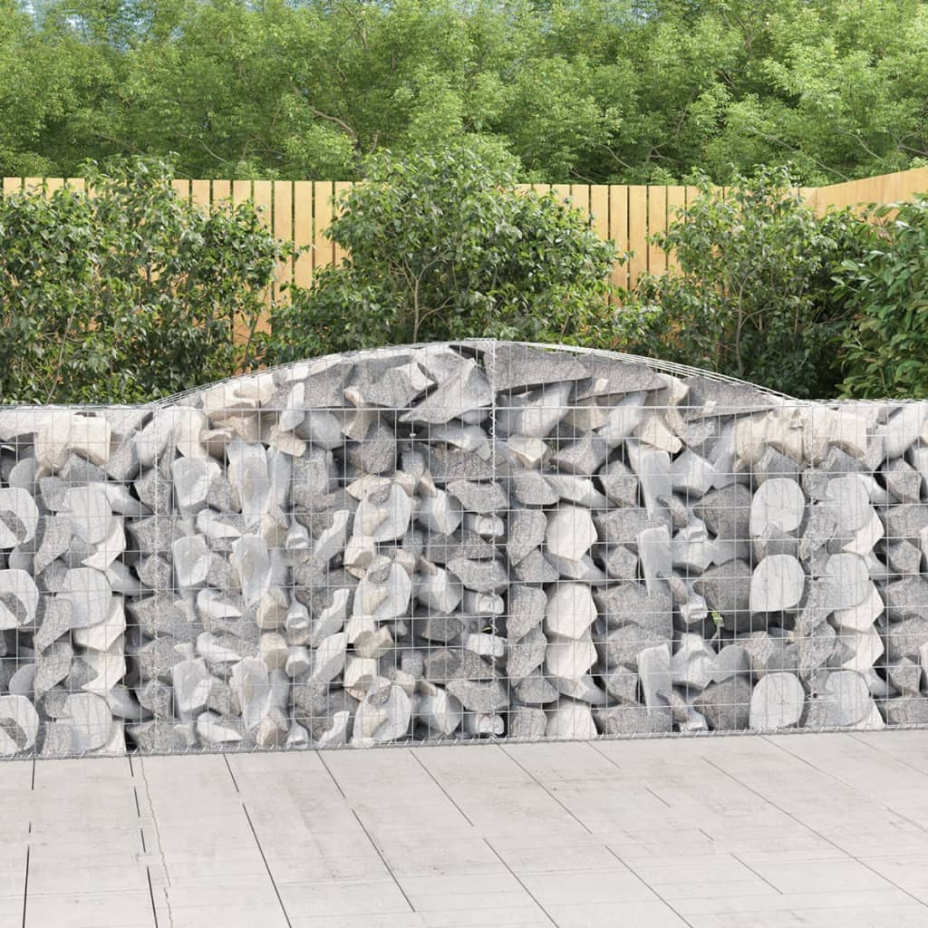 vidaXL Arched Gabion Baskets 3 pcs 400x50x100/120 cm Galvanised Iron