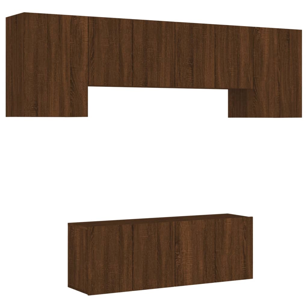 vidaXL 6 Piece TV Wall Units Brown Oak Engineered Wood