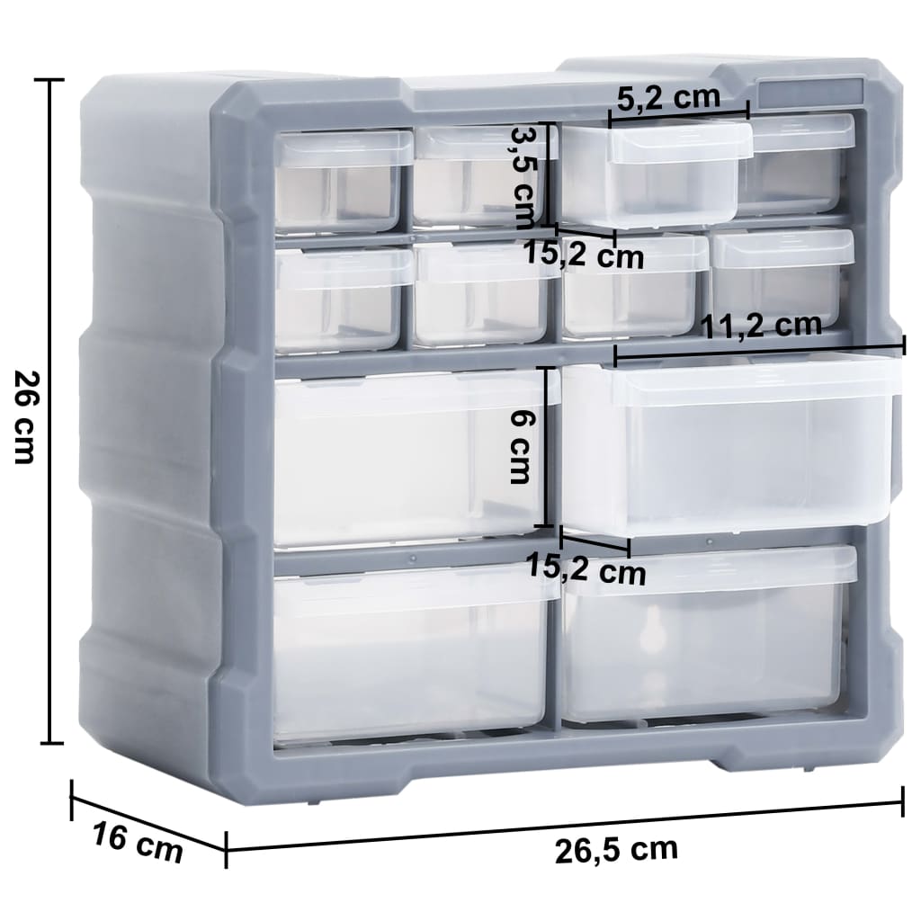 vidaXL Multi-drawer Organisers with 12 Drawers 2 pcs 26.5x16x26 cm