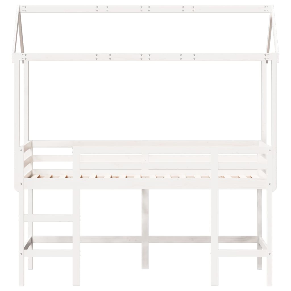 vidaXL Loft Bed with Ladder and Roof without Mattress White 80x200 cm