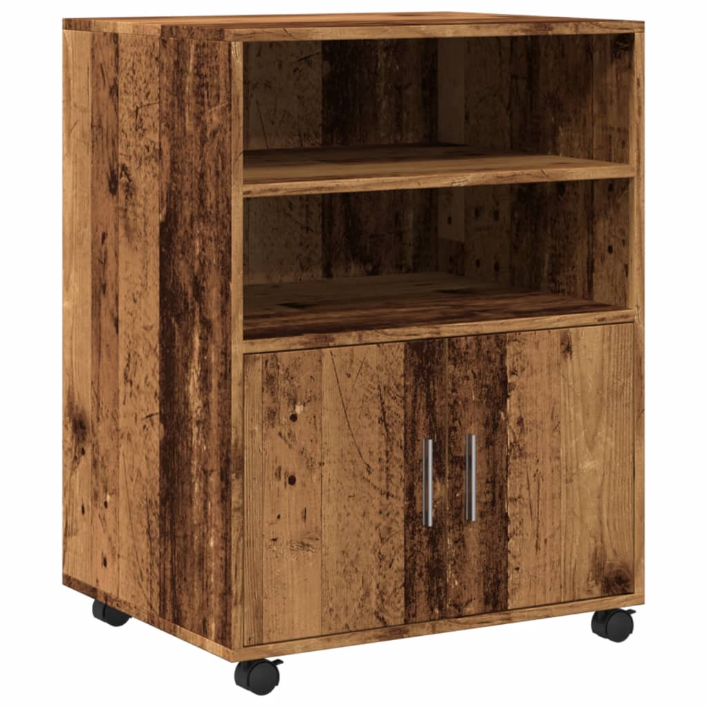 vidaXL Rolling Cabinet Old Wood 60x48x81 cm Engineered Wood