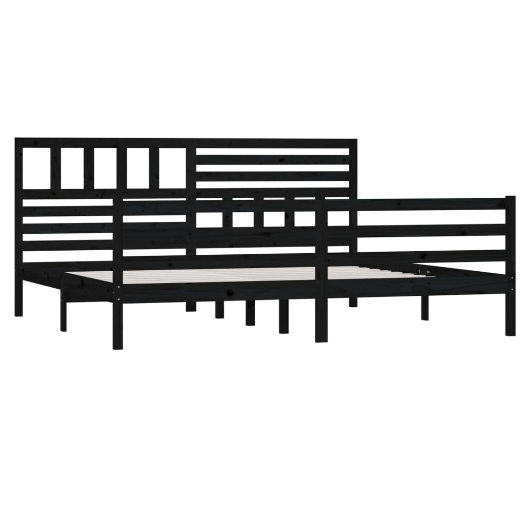 vidaXL Bed Frame Black Solid Wood 200x200 cm