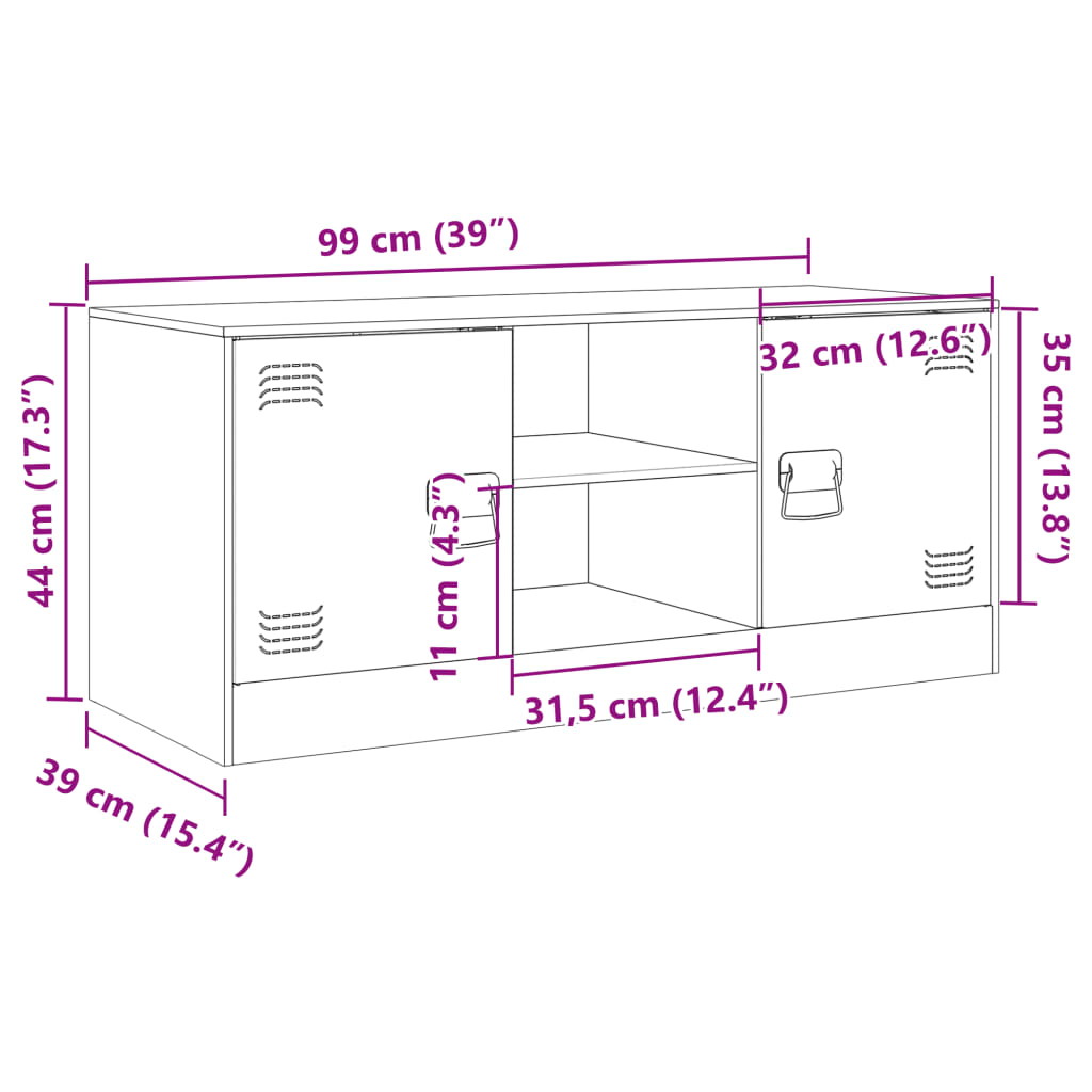 vidaXL TV Cabinet Anthracite 99x39x44 cm Steel