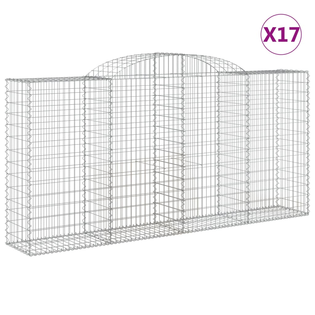 vidaXL Arched Gabion Baskets 17 pcs 300x50x140/160 cm Galvanised Iron