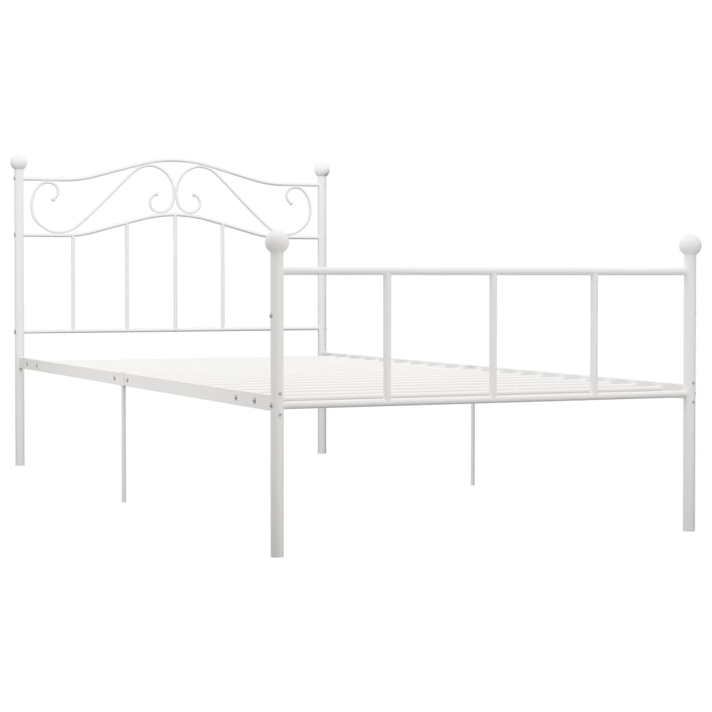 vidaXL Bed Frame without Mattress White Metal 90x200 cm