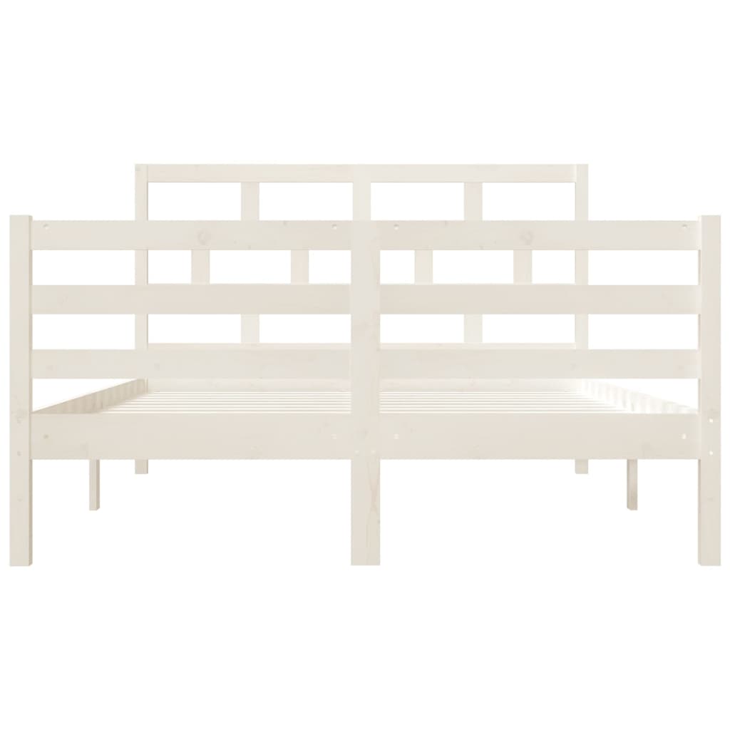 vidaXL Bed Frame without Mattress White Double Solid Wood