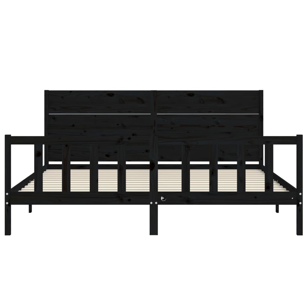 vidaXL Bed Frame without Mattress Black 200x200 cm Solid Wood Pine