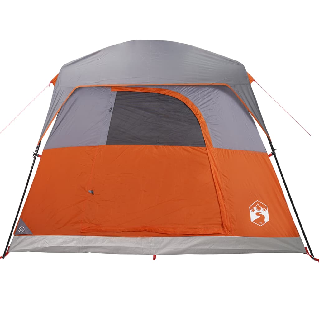 vidaXL Camping Tent Cabin 4-Person Orange Waterproof