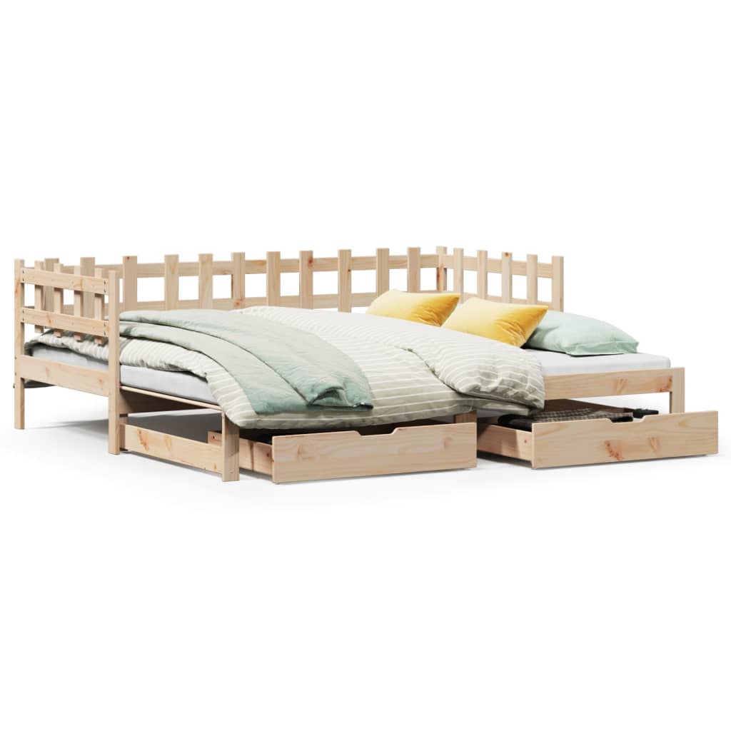 vidaXL Daybed with Trundle and Drawers without Mattress 80x200 cm