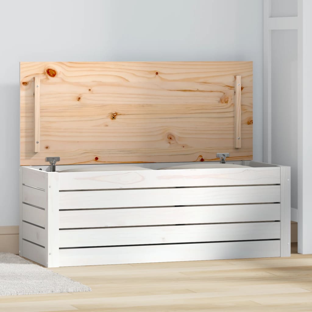 vidaXL Storage Box White 89x36.5x33 cm Solid Wood Pine