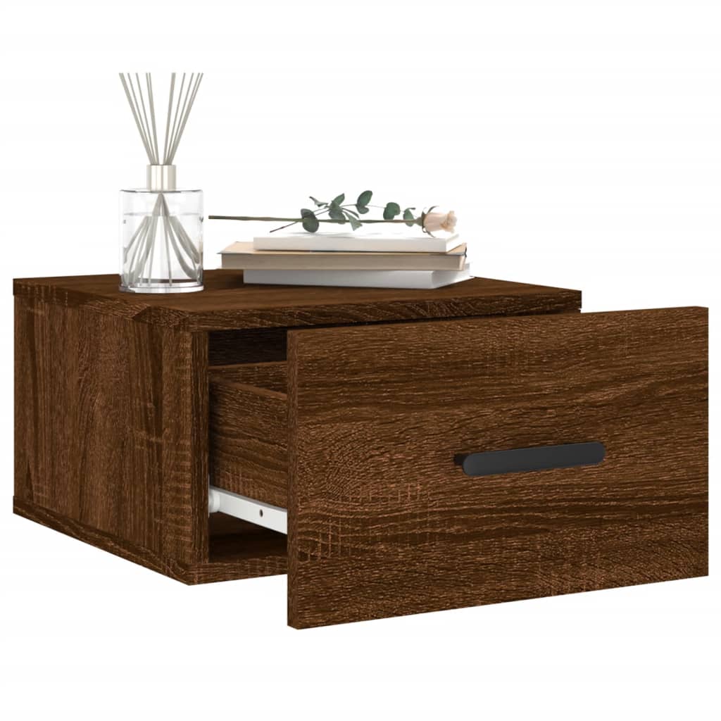 vidaXL Wall-mounted Bedside Cabinets 2 pcs Brown Oak 35x35x20 cm