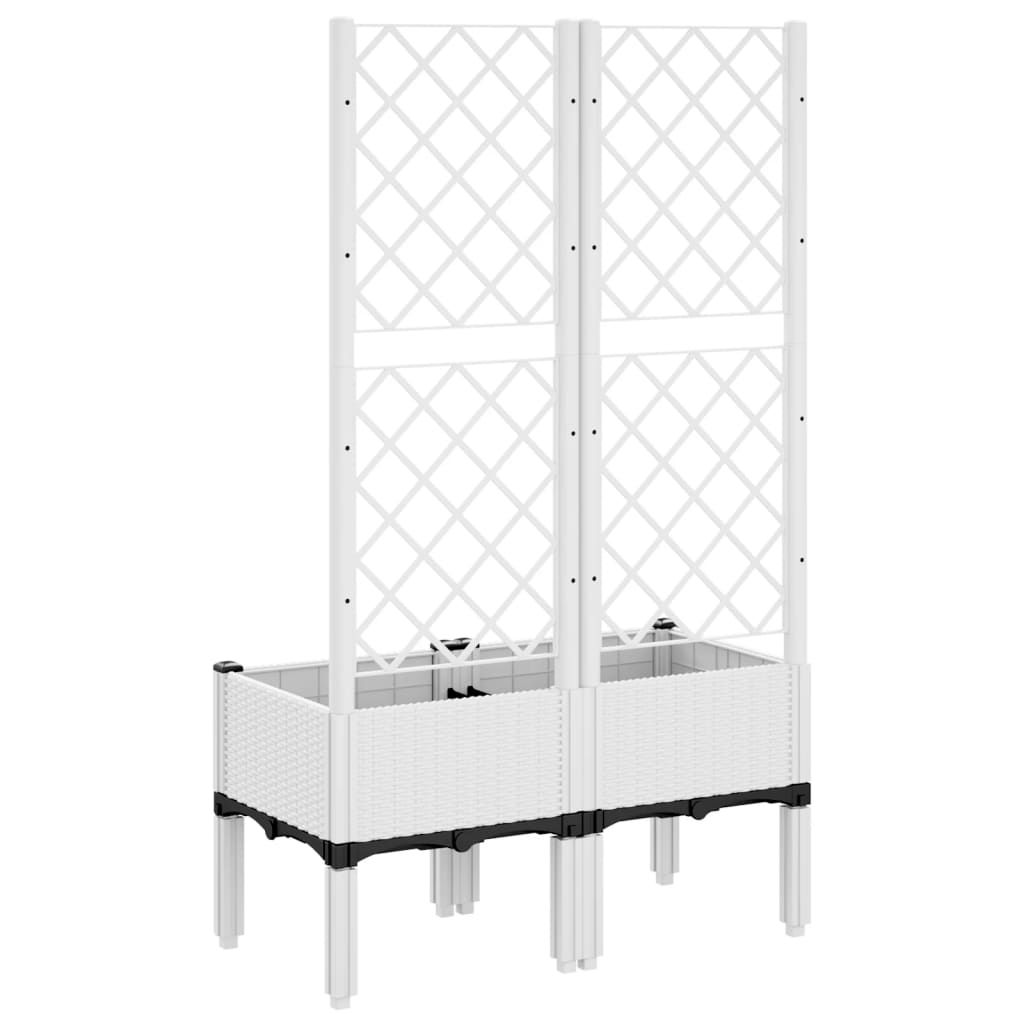 vidaXL Garden Planter with Trellis White 80x40x142 cm PP