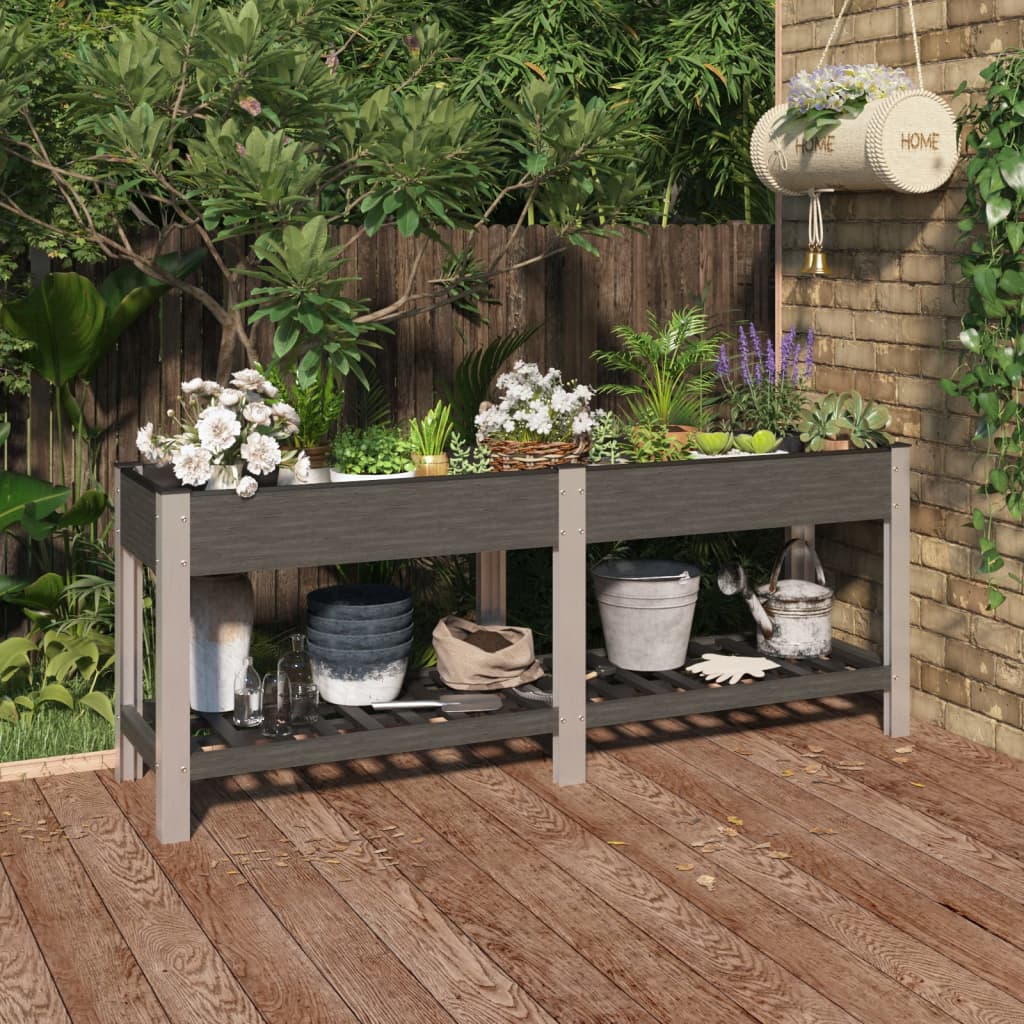 vidaXL Garden Raised Bed with Shelf Grey 200x50x75 cm WPC