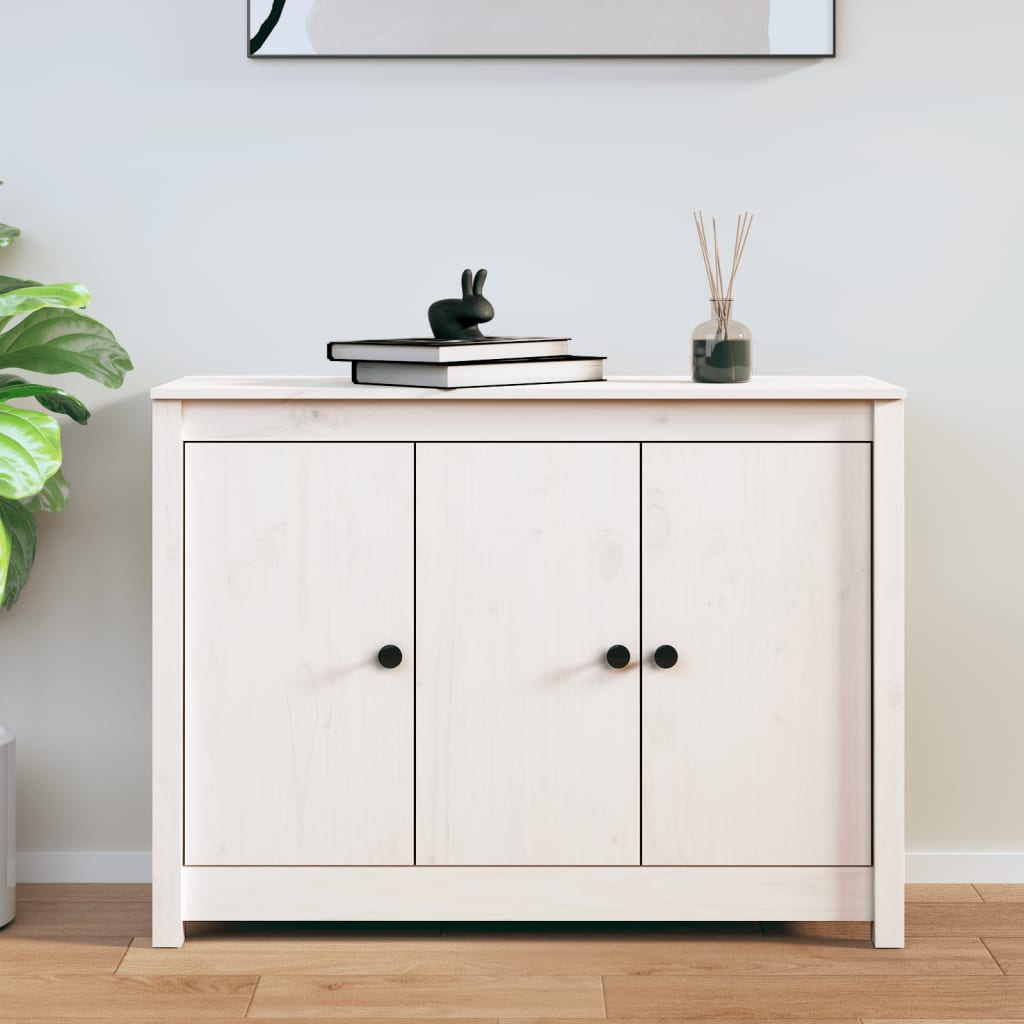 vidaXL Sideboard White 100x35x74 cm Solid Wood Pine