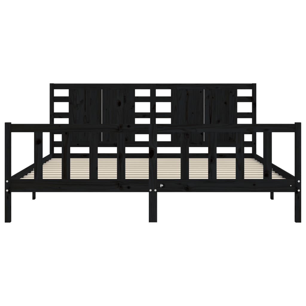 vidaXL Bed Frame without Mattress Black Super King Size Solid Wood Pine