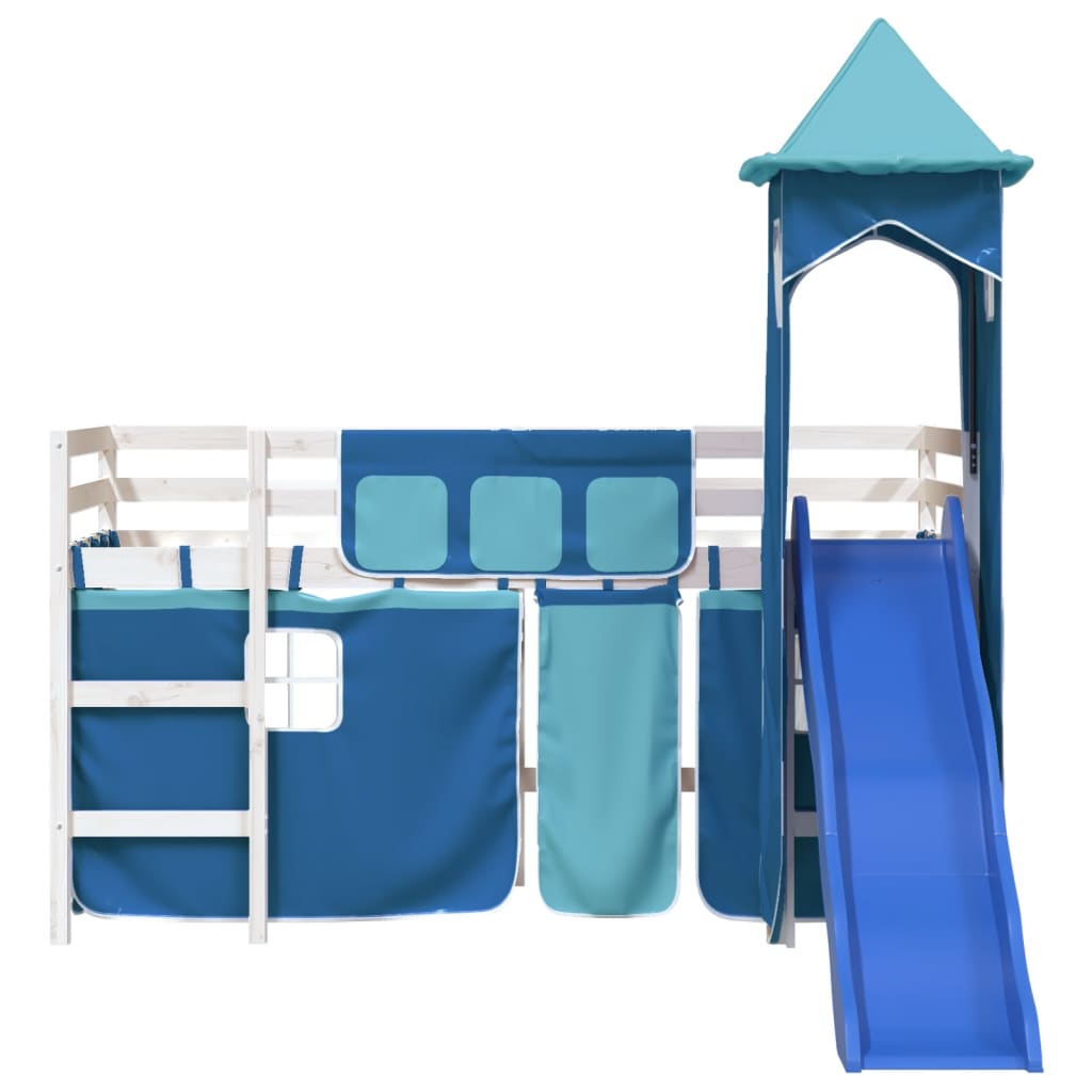 vidaXL Kids' Loft Bed with Tower without Mattress Blue 90x190 cm Single