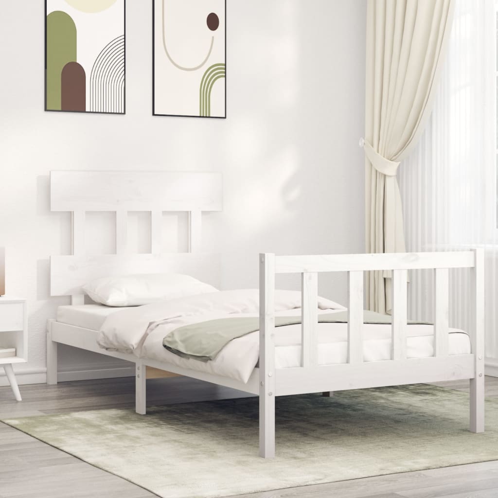 vidaXL Bed Frame without Mattress White 90x200 cm Solid Wood Pine