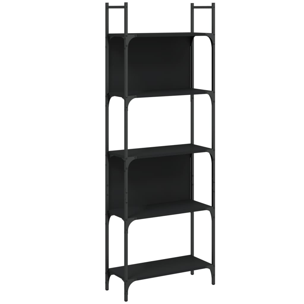 vidaXL Bookshelf 5-Tier Black 60.5x24x166.5 cm Engineered Wood