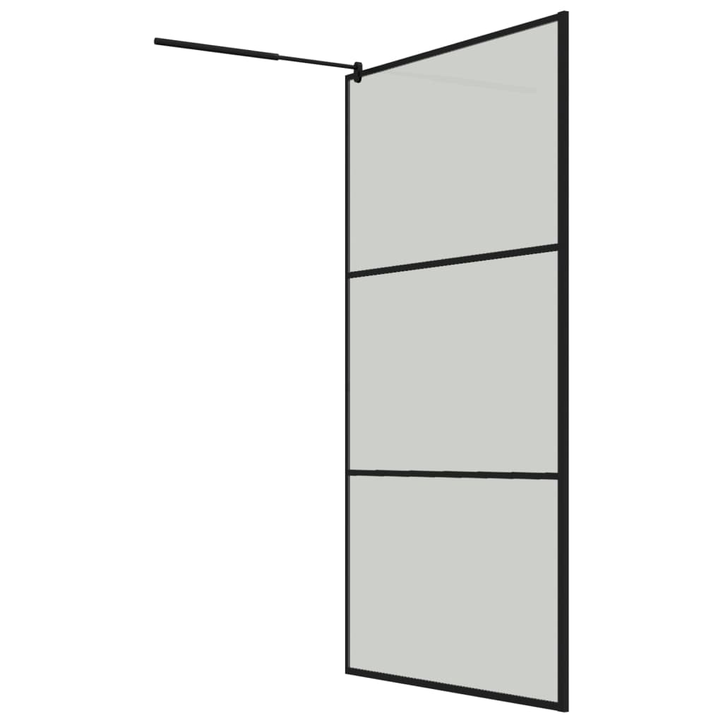 vidaXL Walk-in Shower Wall with Shelf Black 115x195 cm ESG Glass&Aluminium