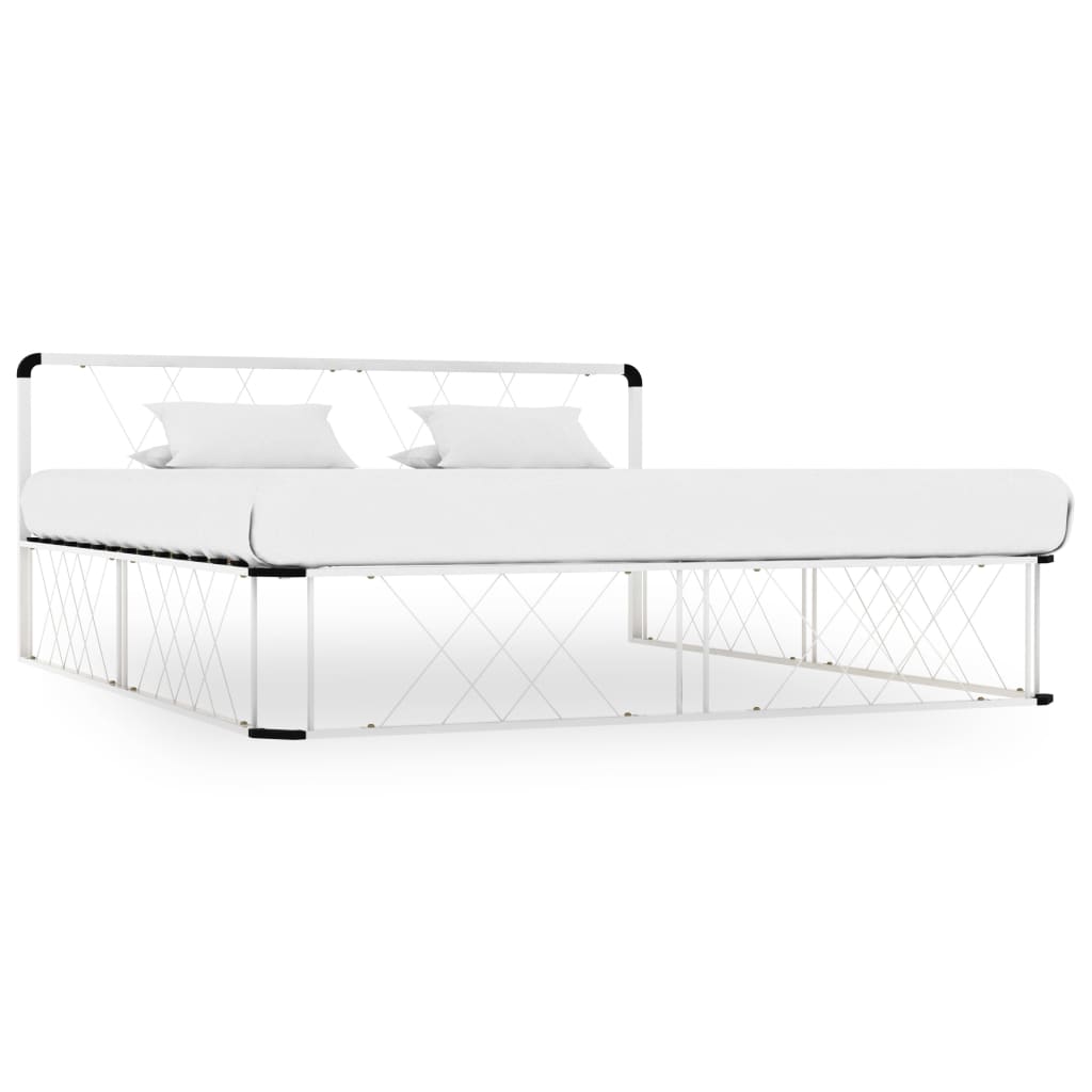 vidaXL Bed Frame without Mattress White Metal 200x200 cm