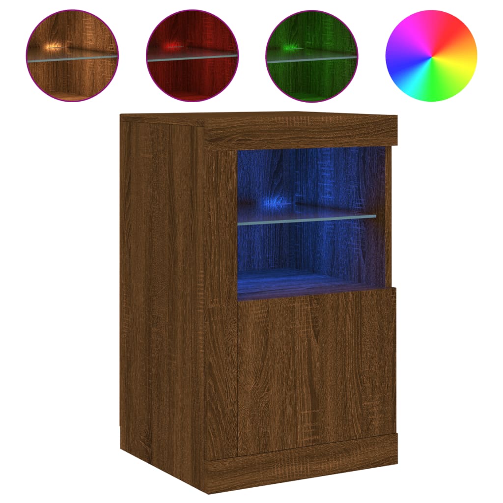 vidaXL Side Cabinet with LED Lights Brown Oak Engineered Wood