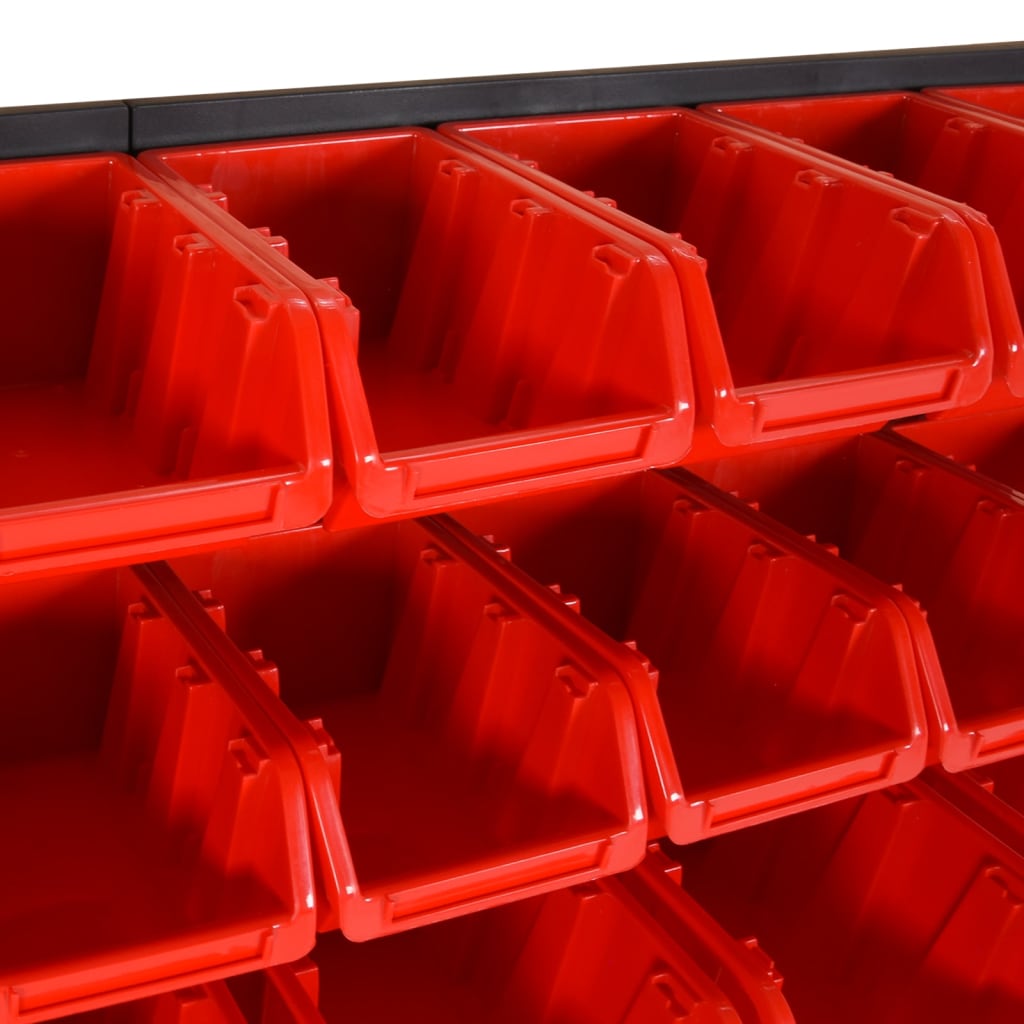 vidaXL 30 Piece Workshop Shelf Set Red and Black 77x39cm Polypropylene