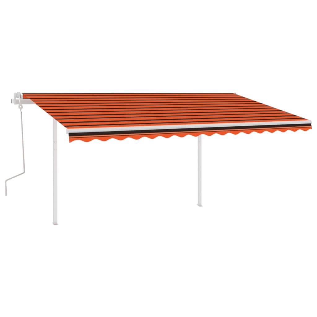 vidaXL Manual Retractable Awning with LED 4x3.5 m Orange and Brown