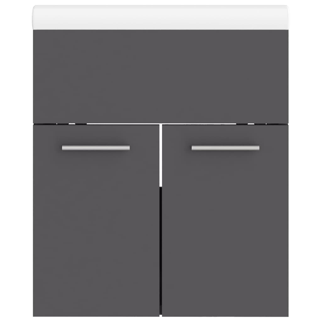 vidaXL Sink Cabinet with Built-in Basin Grey Engineered Wood