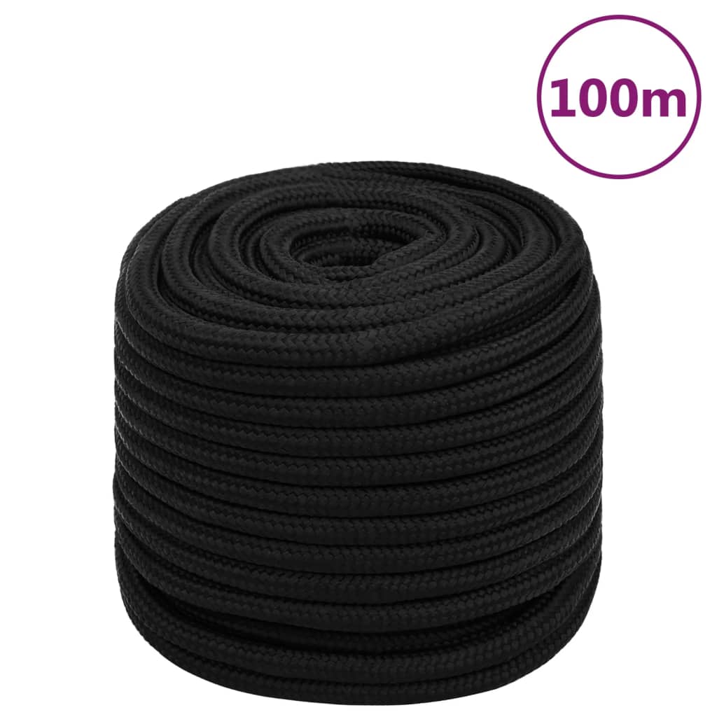 vidaXL Work Rope Black 16 mm 100 m Polyester