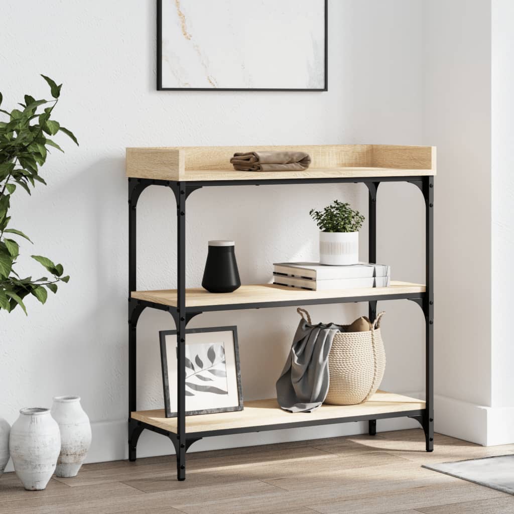 vidaXL Console Table with Shelves Sonoma Oak 75x30x80 cm