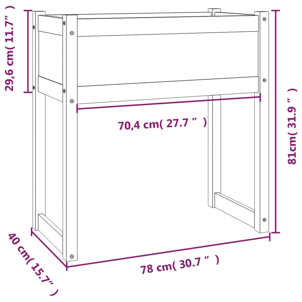 vidaXL Planter White 78x40x81 cm Solid Wood Pine