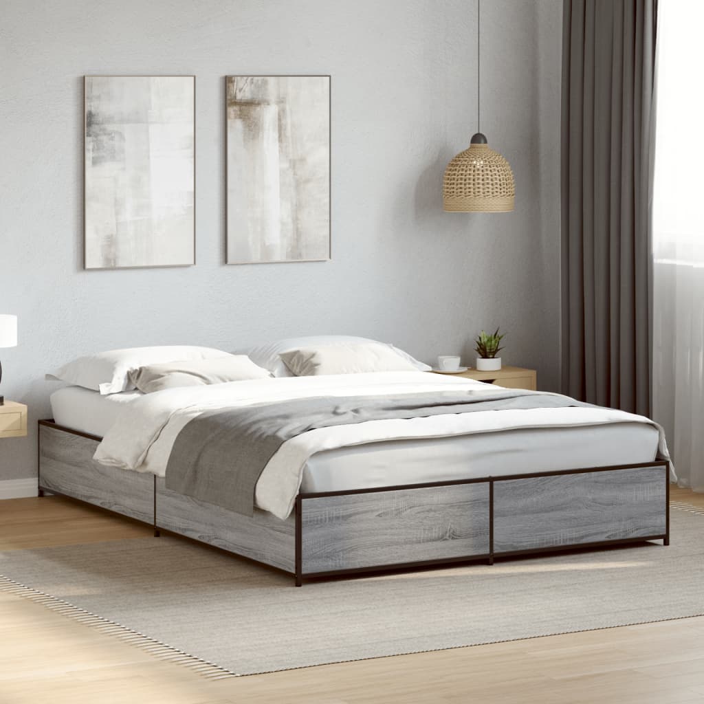 vidaXL Bed Frame without Mattress Grey Sonoma 140x200 cm