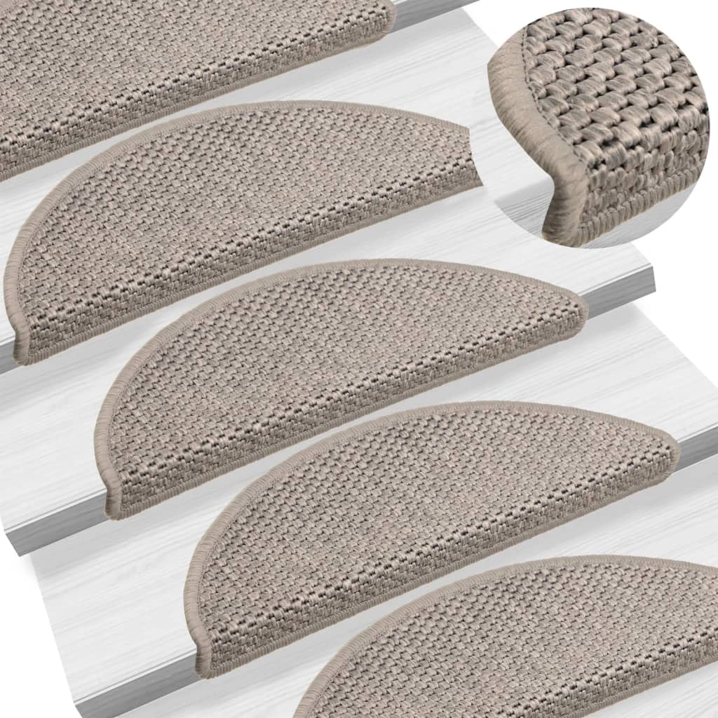 vidaXL Stair Mats Self-adhesive Sisal-Look 15 pcs 56x17x3 cm Silver