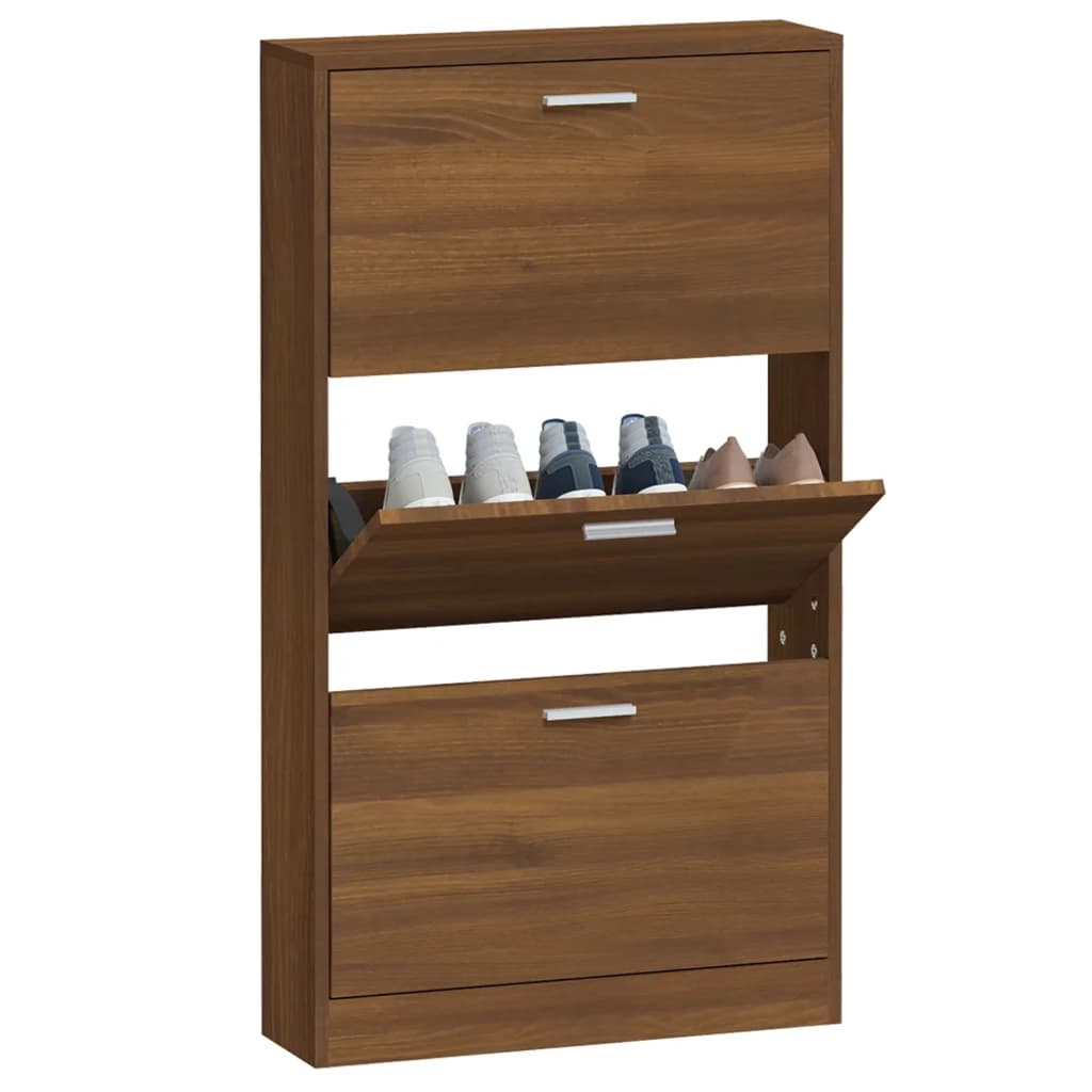 vidaXL Shoe Cabinet Brown Oak 59x17x108 cm Engineered Wood