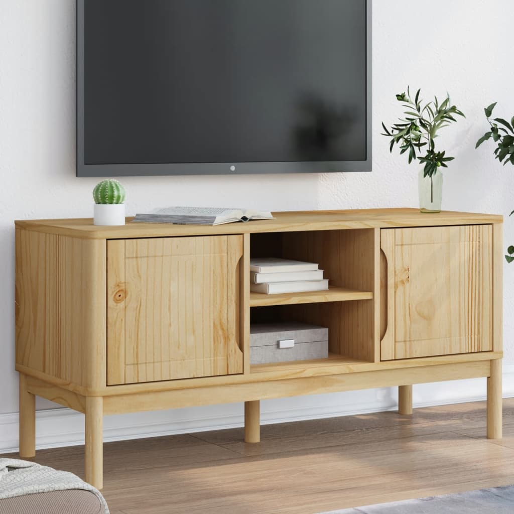 vidaXL TV Cabinet FLORO Wax Brown 114x43x55 cm Solid Pine Wood