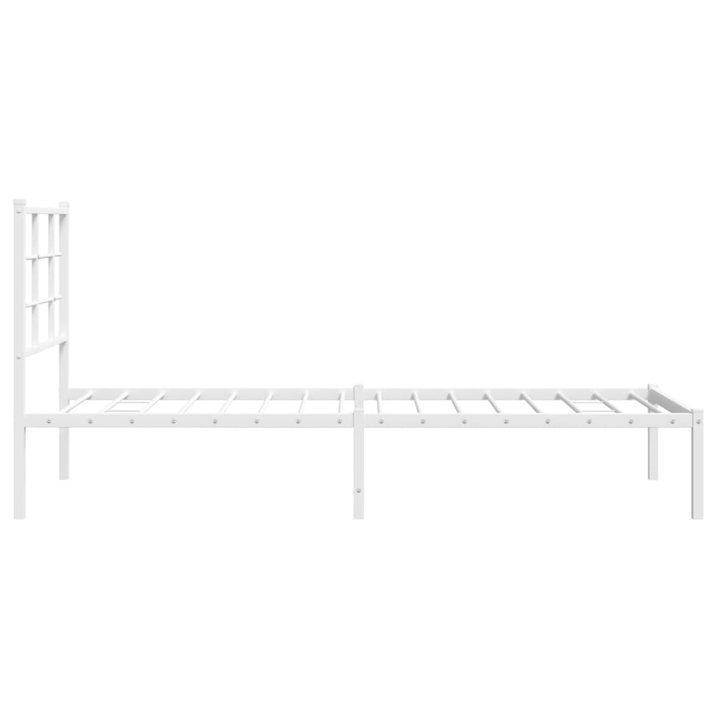 vidaXL Metal Bed Frame without Mattress with Headboard White 75x190 cm Small Single