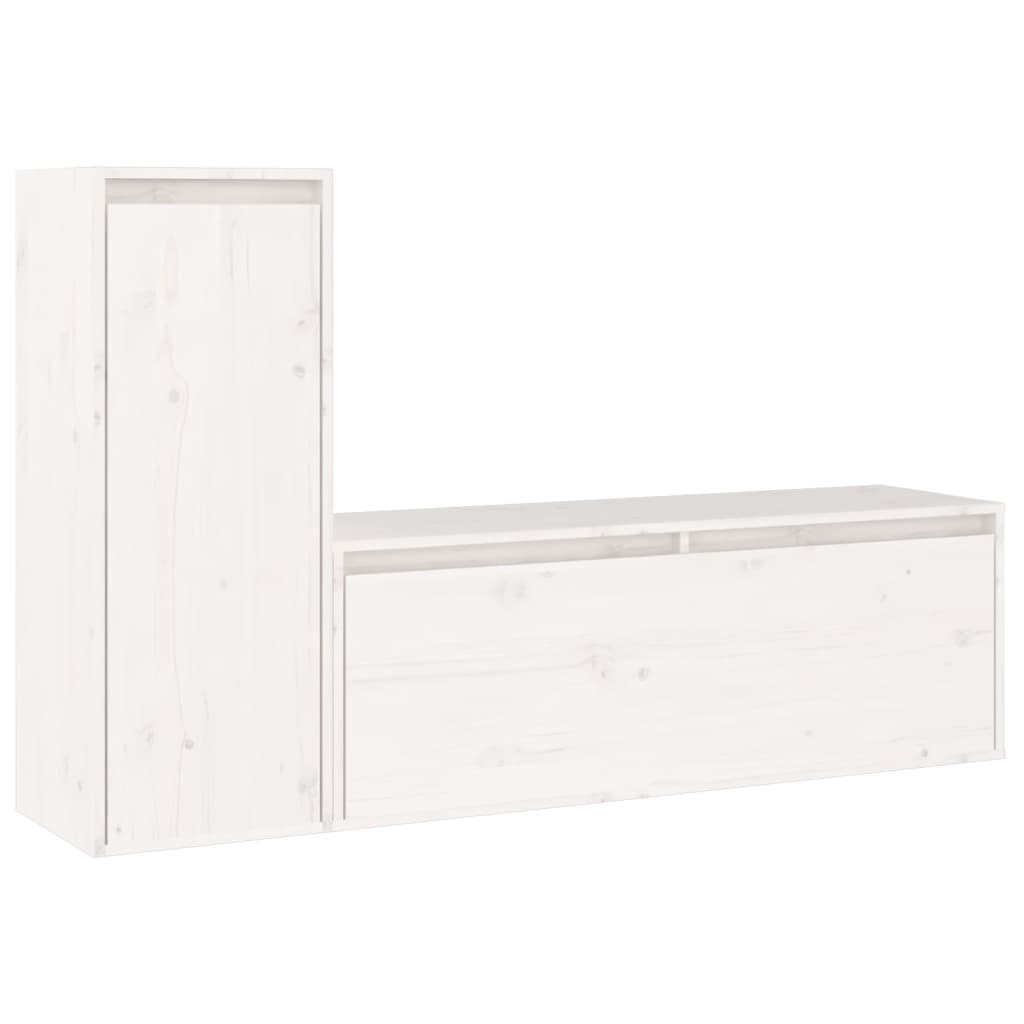 vidaXL TV Cabinets 2 pcs White Solid Wood Pine