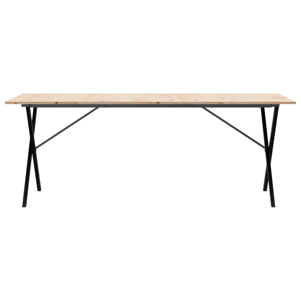 vidaXL Dining Table X-Frame 200x100x75 cm Solid Wood Pine and Cast Iron