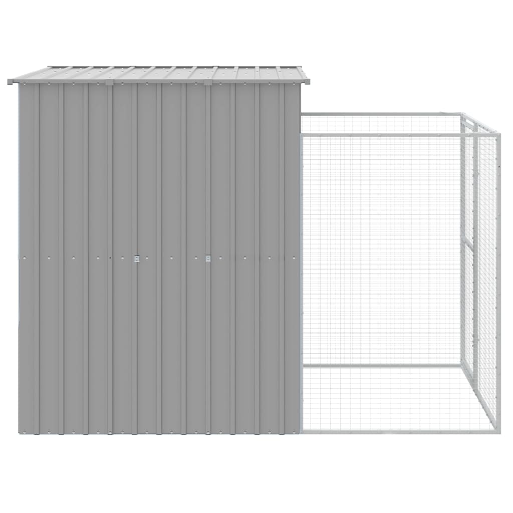 vidaXL Dog House with Run Light Grey 165x251x181 cm Galvanised Steel