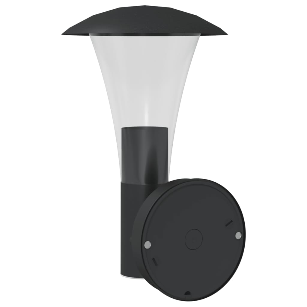 vidaXL Outdoor Wall Light with Sensor Black Stainless Steel