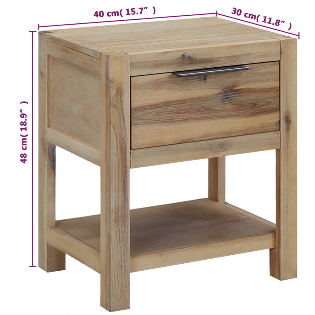 vidaXL Nightstands with Drawers 2 pcs 40x30x48 cm Solid Acacia Wood