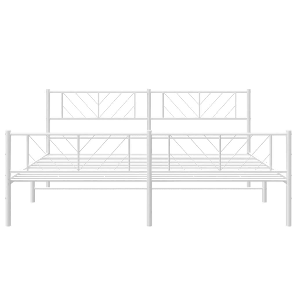 vidaXL Metal Bed Frame without Mattress with Footboard White 200x200 cm