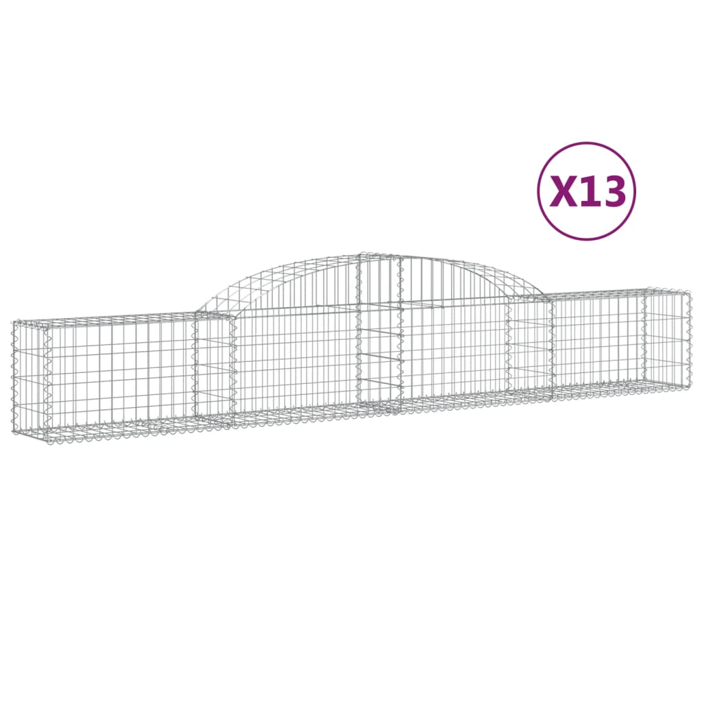 vidaXL Arched Gabion Baskets 13 pcs 300x30x40/60 cm Galvanised Iron