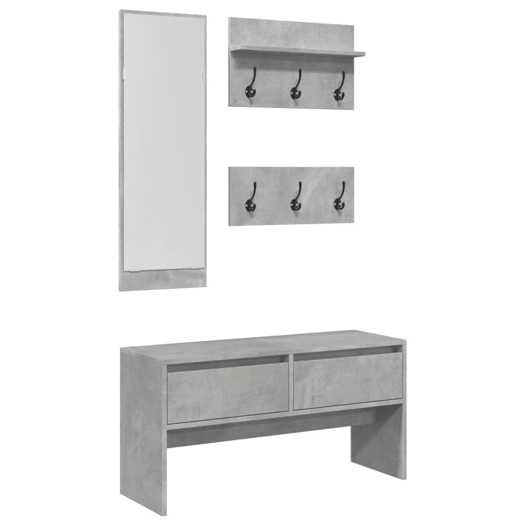 vidaXL 4 Piece Hallway Furniture Set Concrete Grey Engineered Wood