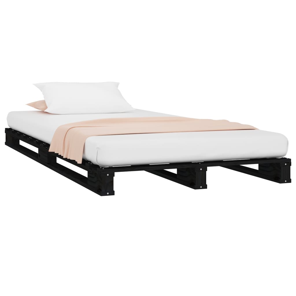 vidaXL Pallet Bed without Mattress Black Single Solid Wood