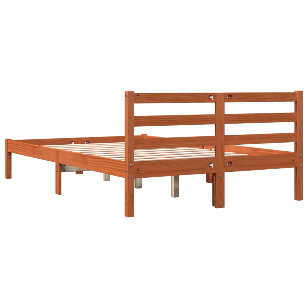 vidaXL Bed Frame without Mattress Wax Brown 150x200 cm King Size Solid Wood Pine