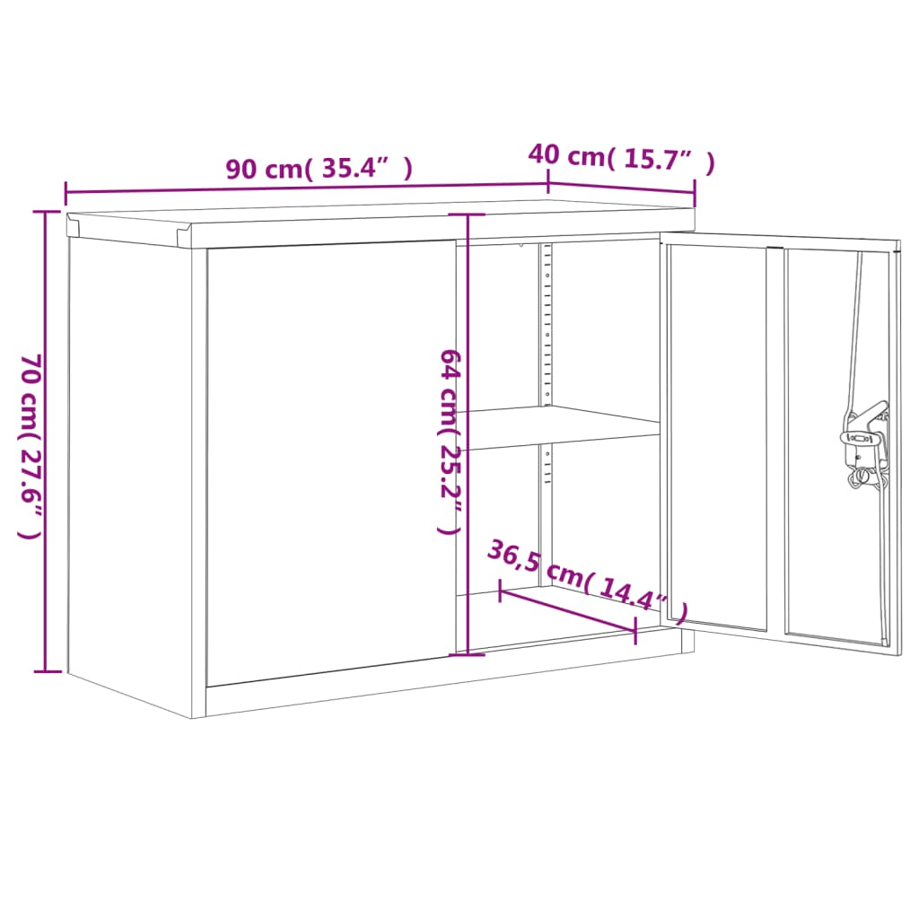 vidaXL File Cabinet Black 90x40x70 cm Steel