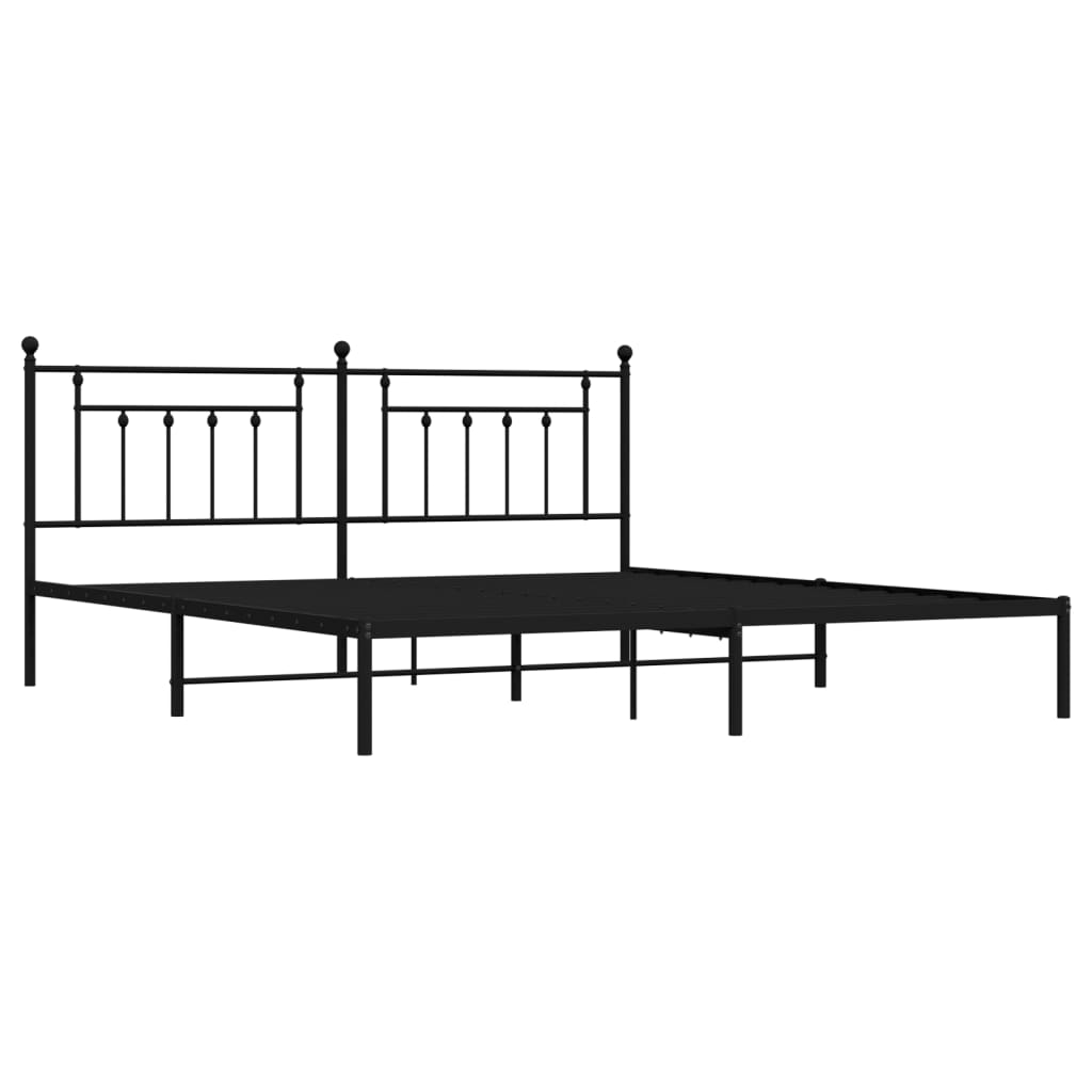 vidaXL Metal Bed Frame without Mattress with Headboard Black 193x203 cm